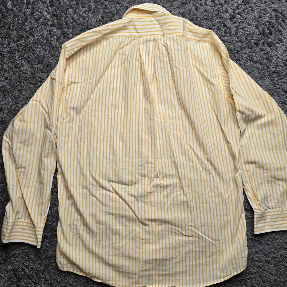 JCrew Mens Yellow White Striped Button Down Shirt 100% Cotton Size 14.5 32/33